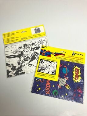 Vintage Superman Sticker Colouring Poster 1992 DC Comics 90s Stickers Nostalgia
